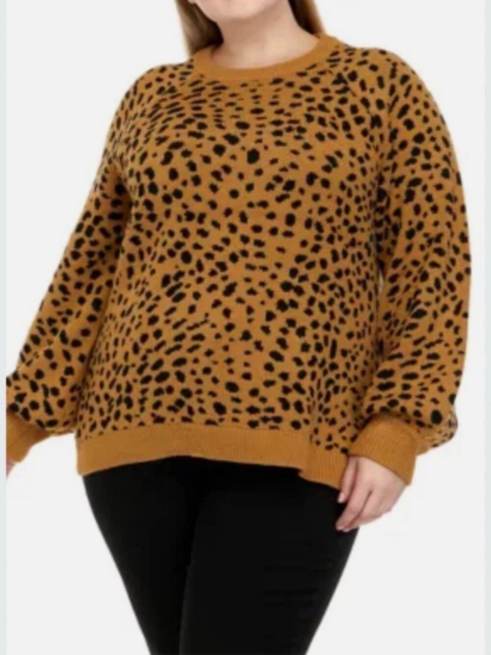 Ladies Crown & Ivy Animal Print Jacquard Sweatshirt